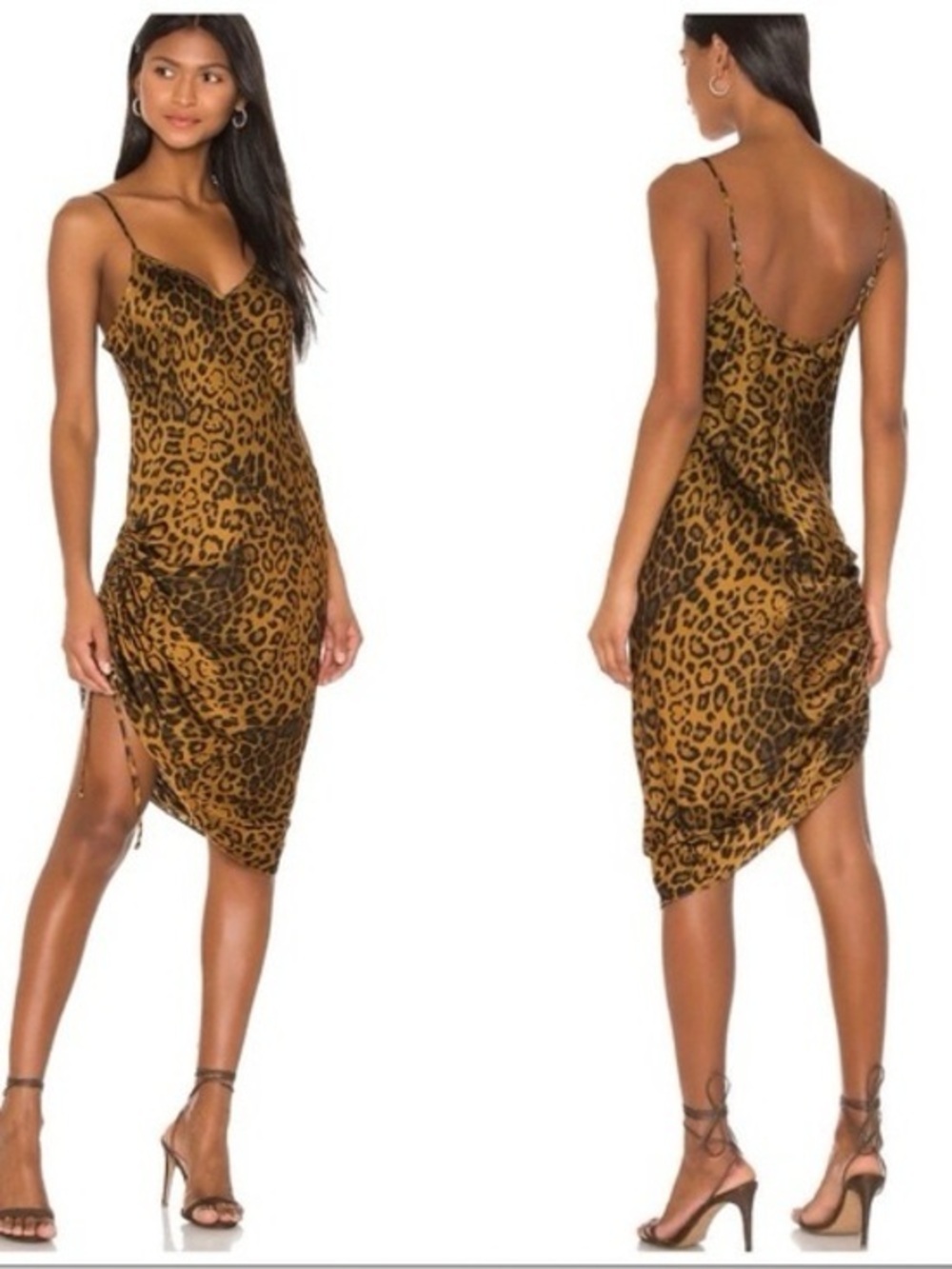 Nation Mira Bias Slip Dress With Drawstring - Jaguar size S